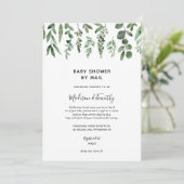 Watercolor Greenery Baby Shower by Mail Einladung (Stehend Vorderseite)