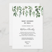 Watercolor Greenery Baby Shower by Mail Einladung (Vorne/Hinten)