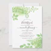 Watercolor Greenery Bat Mitzvah Einladung (Vorderseite)