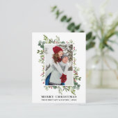 Watercolor Greenery Berries Couple Christmas Postkarte (Stehend Vorderseite)