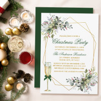 Watercolor Greenery Berries Weihnachten Gold Grün