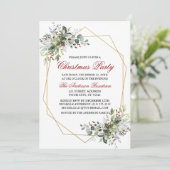 Watercolor Greenery Berries Weihnachtsfest Party R Einladung (Stehend Vorderseite)
