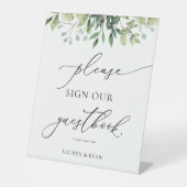 Watercolor Greenery Bitte unterschreiben Sie unser Sockelschild (Vorderseite)