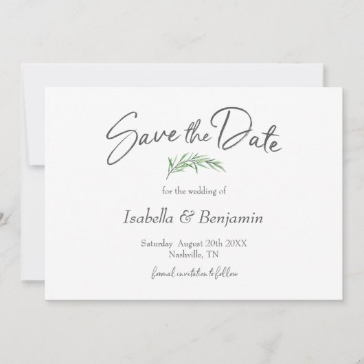Watercolor Greenery Boho Save the Date Einladung (Vorderseite)