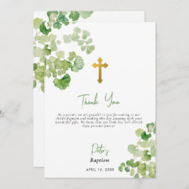 Watercolor Greenery Boy Girl Christening Taufe Dankeskarte