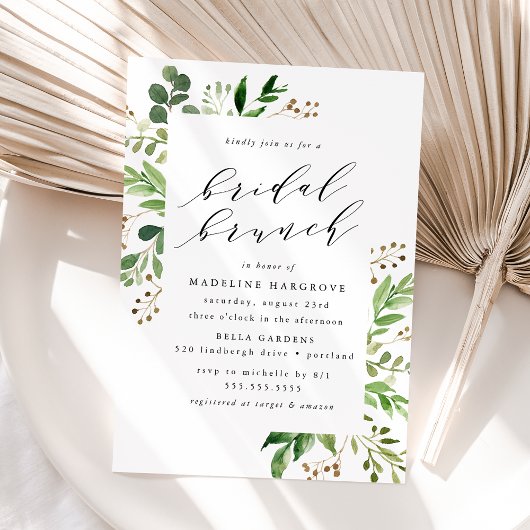 Watercolor Greenery Bridal Brunch Einladung