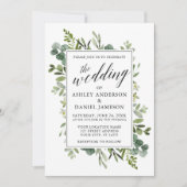 Watercolor Greenery Calligraphy Sage Wedding Einladung (Vorderseite)
