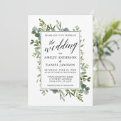 Watercolor Greenery Calligraphy Sage Wedding Einladung (Stehend Vorderseite)