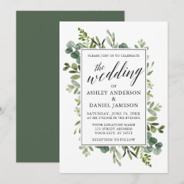Watercolor Greenery Calligraphy Sage Wedding Einladung
