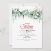 Watercolor Greenery Christmas Brunch Einladung (Vorderseite)