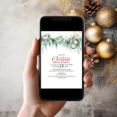 Watercolor Greenery Christmas Brunch Einladung