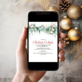 Watercolor Greenery Christmas Cocktails Einladung