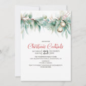 Watercolor Greenery Christmas Cocktails Einladung (Vorderseite)