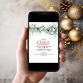 Watercolor Greenery Christmas Dinner and Drinks Einladung