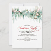 Watercolor Greenery Christmas Party Einladung (Vorderseite)
