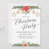 Watercolor Greenery Christmas Party Einladung (Vorderseite)