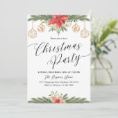 Watercolor Greenery Christmas Party Einladung (Stehend Vorderseite)