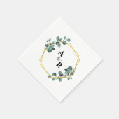 Watercolor Greenery Couple Monogram Wedding Paper Serviette (Ecke)