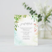 Watercolor Greenery Crystal Wedding Guest Details Begleitkarte (Stehend Vorderseite)
