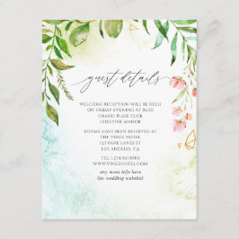 Watercolor Greenery Crystal Wedding Guest Details Begleitkarte