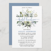 Watercolor Greenery Dusty Blue Script Luncheon Einladung (Vorne/Hinten)