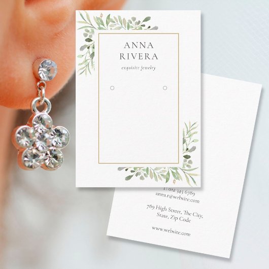 Watercolor Greenery Earring Display Card Visitenkarte