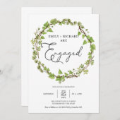 Watercolor Greenery Efeu Kranz Moderne Verlobung Einladung (Vorne/Hinten)