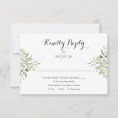 Watercolor Greenery Elegante Script Wedding RSVP Karte (Vorderseite)