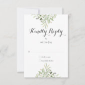 Watercolor Greenery Elegante Script Wedding RSVP Karte (Vorderseite)