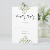 Watercolor Greenery Elegante Script Wedding RSVP Karte (Stehend Vorderseite)