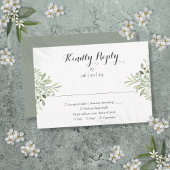 Watercolor Greenery Elegante Script Wedding RSVP Karte