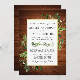 Watercolor Greenery Eucalyptus Wood Wedding Einladung