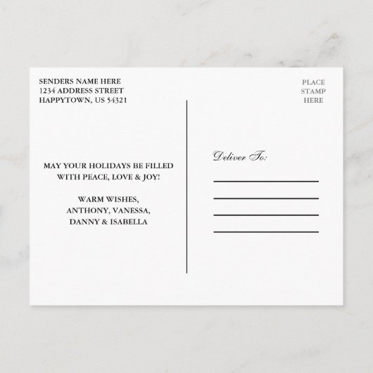 Watercolor Greenery Feliz Navidad Red Bow Postkarte (Rückseite)