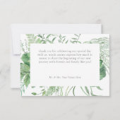 Watercolor Greenery Fern Rustic Wedding Dankeskarte (Rückseite)