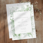 Watercolor Greenery Fern Rustic Wedding Einladung