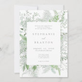 Watercolor Greenery Fern Rustic Wedding Einladung (Vorderseite)