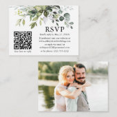 Watercolor Greenery Foto Wedding QR UAWG Begleitkarte (Vorne/Hinten)