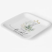 Watercolor Greenery Gold Brautparty Pappteller (Gewinkelt)