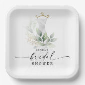 Watercolor Greenery Gold Brautparty Pappteller (Vorderseite)