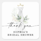 Watercolor Greenery Gold Brautparty Vielen Dank Quadratischer Aufkleber (Vorderseite)