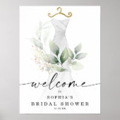 Watercolor Greenery Gold Brautparty Willkommen Poster (Vorne)