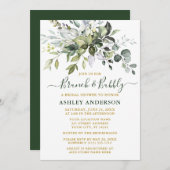Watercolor Greenery Gold Bridal Brunch Bubbly Einladung (Vorne/Hinten)