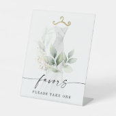 Watercolor Greenery Gold Bridal Shower Favors Sign Sockelschild (Vorderseite)