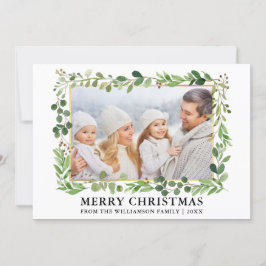 Watercolor Greenery Gold Frame Foto Weihnachten