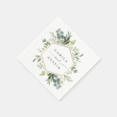 Watercolor Greenery Gold Hexagon Wedding Napkins Serviette (Ecke)