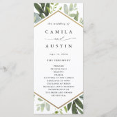 Watercolor Greenery Gold Hexagon Wedding Program Programm (Vorderseite)