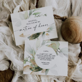 Watercolor Greenery Gold Matron of Honor Vorschlag Postkarte
