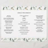 Watercolor Greenery Gold Trifold Wedding Program Flyer (Hinten)