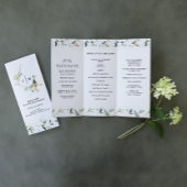 Watercolor Greenery Gold Trifold Wedding Program Flyer