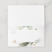 Watercolor Greenery Gold Wedding Platzkarte (Außenseite Aufgefaltet)